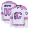 Mænd NHL Calgary Flames Trøje Tilpasset 2024-25 Fanatics Hockey Fights Cancer Practice Hvid